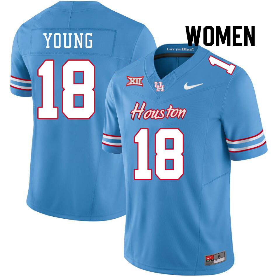 Women #18 Koby Young Houston Cougars College Football Jerseys Stitched-Oilers